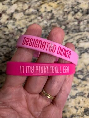 Pink Pickleball Silicone Wristbands - Set of 2